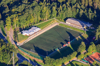 Aerial view of Sports field FC Ober-Abtsteinach 1922 eV in the district Ober-Abtsteinach in Abtsteinach in the state Hesse, Germany