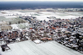 Place in winter with snow in Freckenfeld in the state Rhineland-Palatinate, Germany