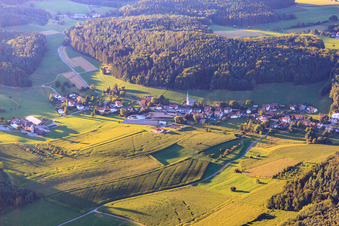 Aerial view of View of the Odenwald from the south in the district Kocherbach in Wald-Michelbach in the state Hesse, Germany