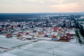 New development area NE in winter with snow in the district Schaidt in Wörth am Rhein in the state Rhineland-Palatinate, Germany
