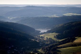 Marbach reservoir in the morning in the district Hüttenthal in Mossautal in the state Hesse, Germany