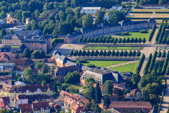 Oblique view of Schwetzingen Palace Gardens in Schwetzingen in the state Baden-Wuerttemberg, Germany