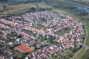 Oblique view of District Rheinhausen in Oberhausen-Rheinhausen in the state Baden-Wuerttemberg, Germany