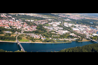 Rhine bridges and old harbor in Germersheim in the state Rhineland-Palatinate, Germany