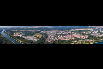 City panorama on the Rhine in Germersheim in the state Rhineland-Palatinate, Germany
