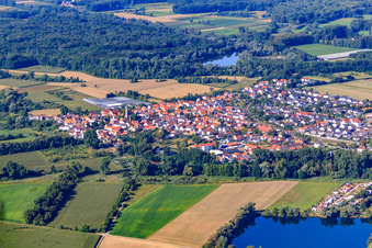 View of the town from the northeast in the district Sondernheim in Germersheim in the state Rhineland-Palatinate, Germany