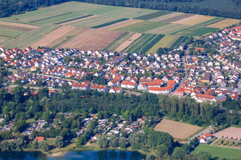Aerial photograpy of View of the town from the northeast in the district Sondernheim in Germersheim in the state Rhineland-Palatinate, Germany