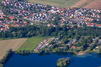 Oblique view of View of the town from the northeast in the district Sondernheim in Germersheim in the state Rhineland-Palatinate, Germany