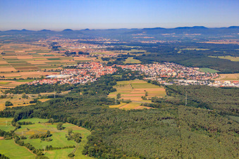 City overview from the east in Bellheim in the state Rhineland-Palatinate, Germany