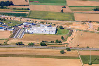Nordring Industrial Estate DBK EMS GmbH & Co. KG and DBK David + Baader GmbH in Rülzheim in the state Rhineland-Palatinate, Germany seen from above