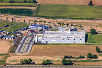 Bird's eye view of Nordring Industrial Estate DBK EMS GmbH & Co. KG and DBK David + Baader GmbH in Rülzheim in the state Rhineland-Palatinate, Germany