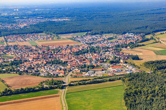Aerial view of View from the north in Rheinzabern in the state Rhineland-Palatinate, Germany