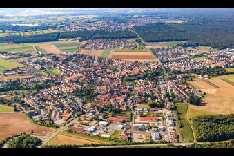Aerial photograpy of View from the north in Rheinzabern in the state Rhineland-Palatinate, Germany