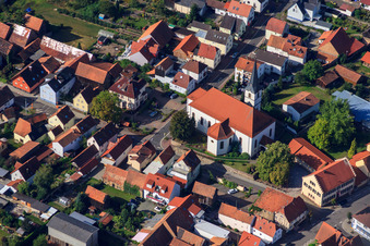 Bird's eye view of Church of St. Wendelin in Hatzenbühl in the state Rhineland-Palatinate, Germany