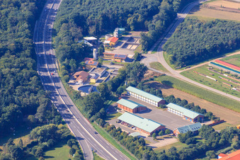 Sewage treatment plant and the Federal Highway Company - Highway Maintenance Department Kandel in Kandel in the state Rhineland-Palatinate, Germany