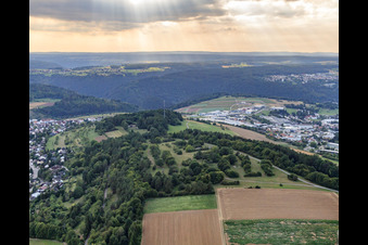 Robert-Bosch-Straße commercial area from the east in Calw in the state Baden-Wuerttemberg, Germany