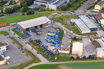 KÖMPF Recycling Center & Container Service in Calw in the state Baden-Wuerttemberg, Germany seen from a drone