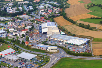 Aerial view of Kömpf Construction Center GmbH in Calw in the state Baden-Wuerttemberg, Germany