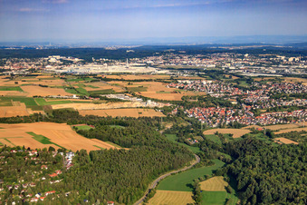 View of the town from the west in the district Darmsheim in Sindelfingen in the state Baden-Wuerttemberg, Germany