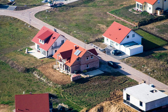 Oblique view of New development area NE, Im Unterfeld in the district Schaidt in Wörth am Rhein in the state Rhineland-Palatinate, Germany