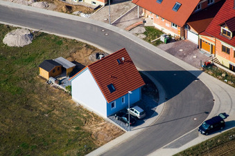 Oblique view of New development area NE, An der Anhaide in the district Schaidt in Wörth am Rhein in the state Rhineland-Palatinate, Germany