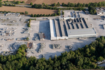 Aerial view of Quarry for the mining and handling of gravel and split in Sindelfingen in the state Baden-Wurttemberg, Germany