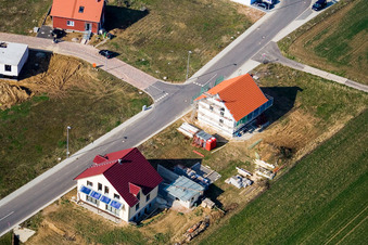 Bird's eye view of New development area NE, Frühmesserweg in the district Schaidt in Wörth am Rhein in the state Rhineland-Palatinate, Germany