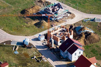 Bird's eye view of New development area NE, Im Unterfeld in the district Schaidt in Wörth am Rhein in the state Rhineland-Palatinate, Germany