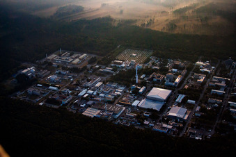 KIT North in the district Leopoldshafen in Eggenstein-Leopoldshafen in the state Baden-Wuerttemberg, Germany from the drone perspective
