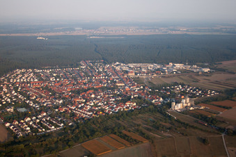 District Friedrichstal in Stutensee in the state Baden-Wuerttemberg, Germany viewn from the air