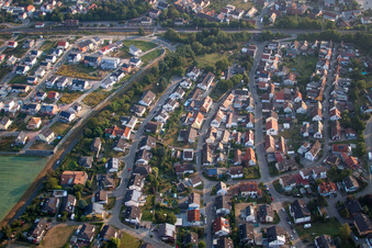 District Jöhlingen in Walzbachtal in the state Baden-Wuerttemberg, Germany from the plane