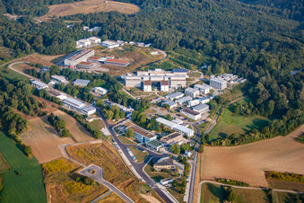 Aerial photograpy of Fraunhofer Institute in the district Grötzingen in Karlsruhe in the state Baden-Wuerttemberg, Germany