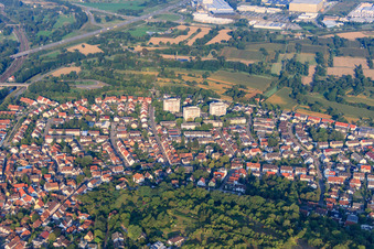 Three residential high-rise buildings on Durlacher Straße in the district Grötzingen in Karlsruhe in the state Baden-Wuerttemberg, Germany