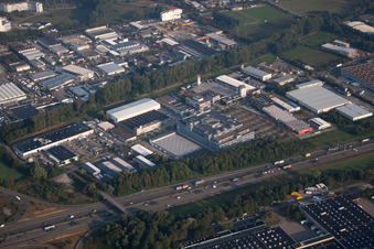 Aerial view of At Storrenacker in the district Hagsfeld in Karlsruhe in the state Baden-Wuerttemberg, Germany