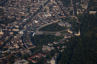 Aerial view of Circle and lock in the district Innenstadt-West in Karlsruhe in the state Baden-Wuerttemberg, Germany