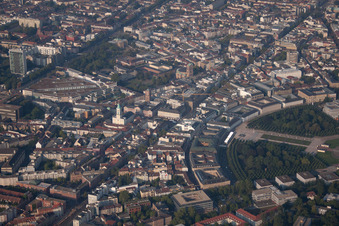 District Innenstadt-West in Karlsruhe in the state Baden-Wuerttemberg, Germany from the plane