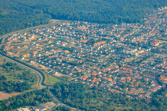 Oblique view of City overview from the south in Jockgrim in the state Rhineland-Palatinate, Germany