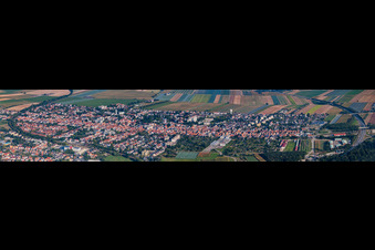 Panoramic perspective Town View of the streets and houses of the residential areas in Kandel in the state Rhineland-Palatinate, Germany