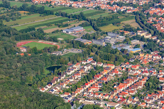 Settlement, school center, stadium in Kandel in the state Rhineland-Palatinate, Germany