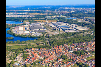 Daimler Truck AG, Mercedes-Benz Wörth plant in Wörth am Rhein in the state Rhineland-Palatinate, Germany seen from above