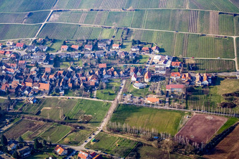 Protestant Church Pleisweiler-Oberhofen and cemetery next to the town hall and the Waldgeister daycare center in the district Pleisweiler in Pleisweiler-Oberhofen in the state Rhineland-Palatinate, Germany