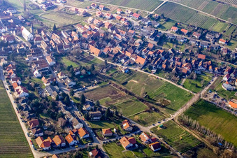 Aerial view of From the northeast in the district Pleisweiler in Pleisweiler-Oberhofen in the state Rhineland-Palatinate, Germany