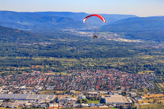 Aerial view of View of the Murg Valley in Muggensturm in the state Baden-Wuerttemberg, Germany