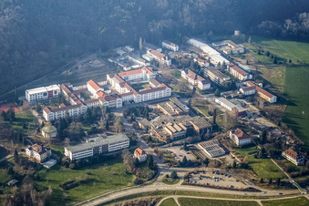 Drone recording of Landeck State Psychiatric Hospital in Klingenmünster in the state Rhineland-Palatinate, Germany