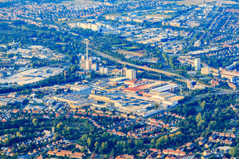 Industrial area Grünwinkel with Michelin Reifenwerke AG & Co. KGaA in the district Grünwinkel in Karlsruhe in the state Baden-Wuerttemberg, Germany