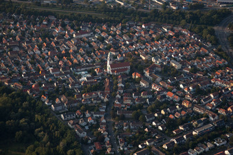 Holy Spirit Church in the district Daxlanden in Karlsruhe in the state Baden-Wuerttemberg, Germany out of the air