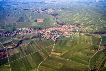 Village from the south in Göcklingen in the state Rhineland-Palatinate, Germany