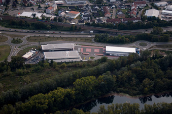 Oblique view of Maximilianscenter 2 in the district Maximiliansau in Wörth am Rhein in the state Rhineland-Palatinate, Germany