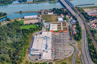 Aerial view of Maximilian Center 1 in the district Maximiliansau in Wörth am Rhein in the state Rhineland-Palatinate, Germany