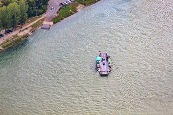 Rhine ferry Neuburgweier in Au am Rhein in the state Baden-Wuerttemberg, Germany